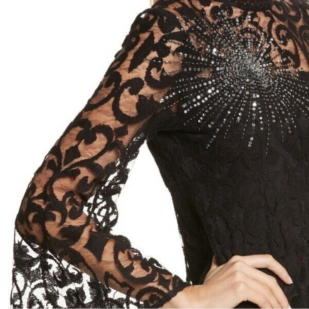 Free People Black Lace Mini Dress with Starburst Details - Picture 4 of 15